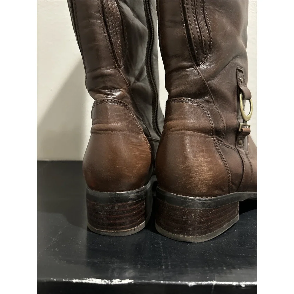 Women Blondo Waterproof Riding Knee Boots 7M Brown Leather Zip B1809-13 **READ